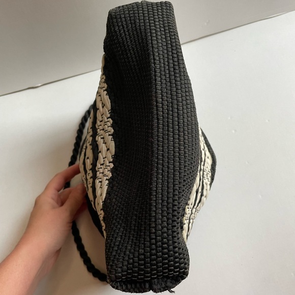 Vintage 1940’s woven black and white braided rope cord purse - Picture 6 of 8